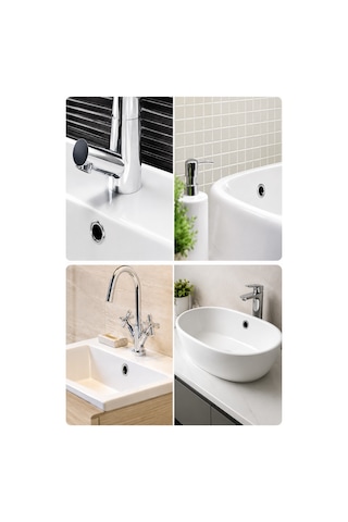 3 Adet Krom Lavabo Yüzüğü Su Taşma Yüzüğü Batarya Delik Kapatma Aparatı 1