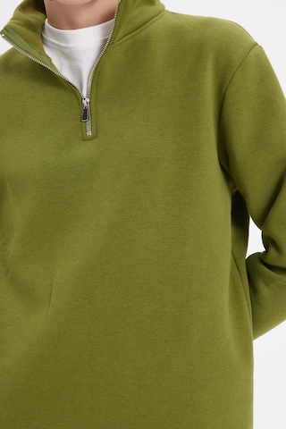 Tudors Kadın Relax Fit Rahat Kesim Pamuklu İçi Polarlı Yarım Fermuarlı Haki Dik Yaka Sweatshirt-42042 Haki