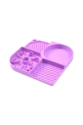 Mufunye Köpek Silikon Yavaş Yeme Matı, Dört Bölmeli Atıştırmalık Tutucu, Sucuklu Süngerli, Duş Vakti Gönüllü Dağıtıcı, Mor Diğer