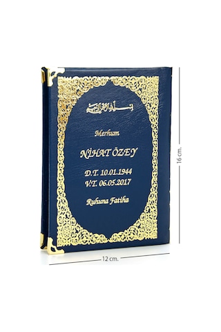 50 Adet - Isim Baskılı Ciltli Yasin Kitabı - Çanta Boy - Lacivert