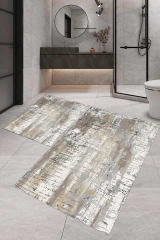 Eliana Home Dijital Baskı 2'li Banyo Paspas Takımı Lna5-fnl449 100x60 Ve 60x50 Cm Kahverengi