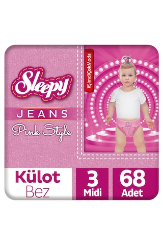 Sleepy Pink Jeans Külot Bez 3 Numara Midi 2'li Jumbo 68 Adet