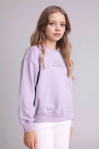 Defacto Relax Fıt Bisiklet Yaka Baskılı Sweatshirt Kız Çocuk E6782a826sppr308 Mor-pr308