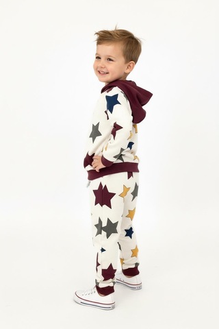 Yıldız Baskılı Kapşonlu 2 Li Takım Bordo