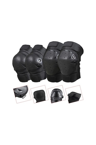 Pazly Motorcycle & Bicycle Elbow & Knee Protection Set - Black, Made Of Eva & Pe, Maximum Impact Protection, New, Universal Fit Siyah