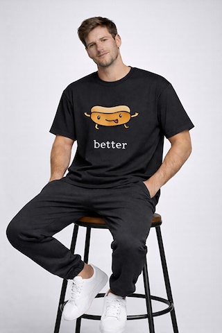 Better Together Baskılı Sevgili Kombini Çift Tişört Oversize Unisex Çift Kombin Siyah