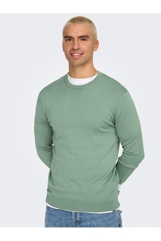 Only & Sons Onswyler Lıfe Reg 14 Ls Crew Knıt Noos Erkek Yeşil Kazak - 22020088
