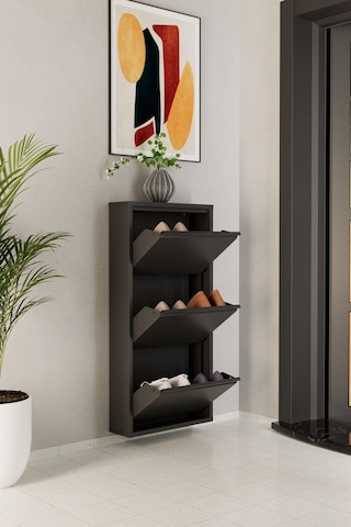 3 Kapaklı Metal Ayakkabılık Antrasit Antrasit