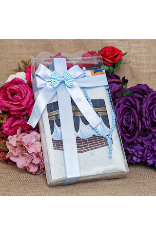 Çocuk Seccadesi 45 82 Cm Kabe Mavi & Kokulu Tesbih Bebek Mavisi & Hacca Gidiyorum Puzzle Çok Renkli