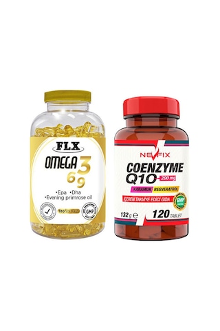 Flx Omega 3-6-9 Balık Yağı 180 Softgel & Nevfix Coenzyme Q10 200