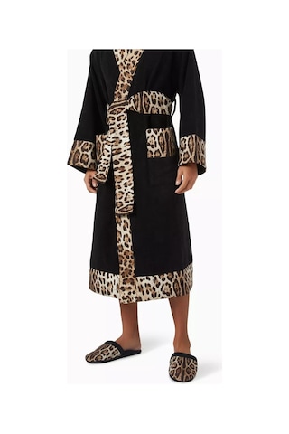 Dolce & Gabbana Casa Unisex Leopar Desenli Terlik, Pamuklu, Yumuşak Doku & Rahat Kahverengi