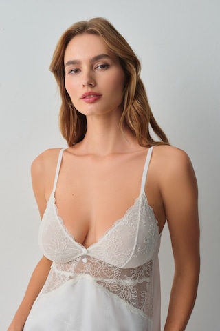 Suwen Bride Dantelli Kısa Gecelik Wsh10710075036 Ekru
