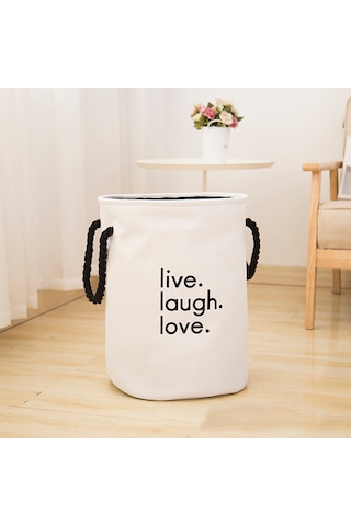 Kosona Çift Kollü Katlanabilir Kumaş Çamaşır Sepeti - Büyük Kapasiteli, Dayanıklı, Banyo Ve Yatak Odası İçin - Beyaz Diğer