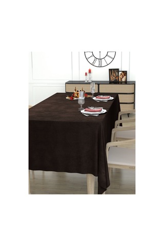 Daily Series Kadife Dokulu Kahverengi Masa Örtüsü Kahverengi