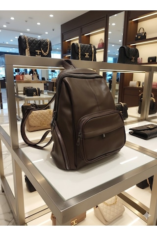 Newish Polo Donna Model Sırt Çantası-yıkama Suni Deri Koyu Kahverengi