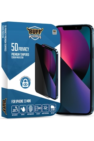 Buff Apple Uyumlu iPhone 13 Mini 5D Privacy Ekran Koruyucu