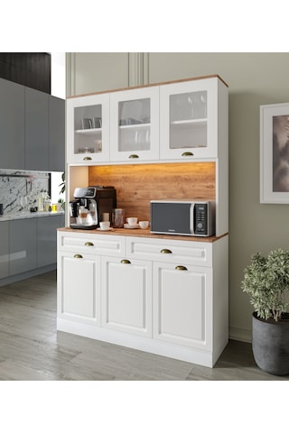 Gözde Kahve Köşesi - 140 Cm Mdf Mutfak Dolabı - Led Aydınlatmalı
