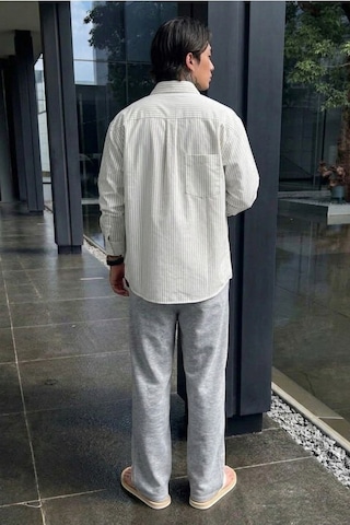 Tarz Cool Erkek Regular Fit Düz Paça Bağcıklı 2 İplik Pamuklu Pantolon Eşofman Alt Gri