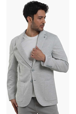 Dufy Haki Erkek Slim Fit Armürlü Mono Yaka Ceket - 104433-haki Haki