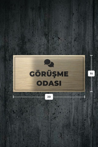 Görüşme Odası Yazılı - Metal - Gold Renk - Kapı İsimliği - 30x15 Cm