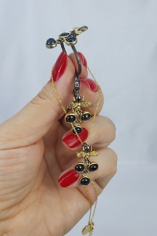 925 Ayar Safir Taşlı 3 Lü Gümüş Set