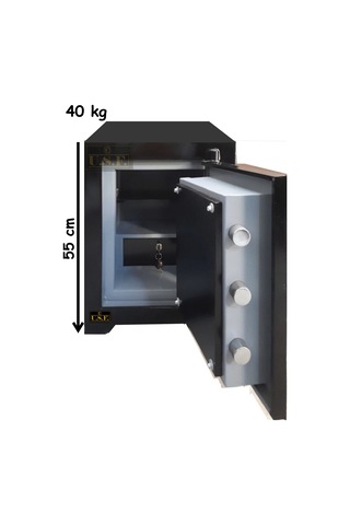 U.S.F Ev ve Ofis Tipi Çelik Çift Anahtarlı Para Kasası 55 CM 40 KG - Siyah
