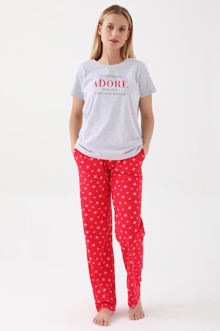 Kadın Kısa Kol Pijama Takım-gri Melanj Gri Melanj