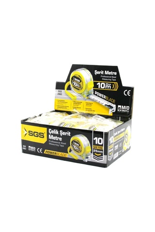 Sgs Tools Sgs-2063 Şeffaf Stoplu Şerit Metre - 10 M X 25 Mm- 12'li Paket Diğer
