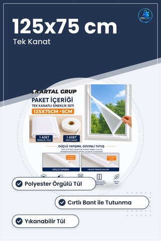 Sinek Perdesi Pencere Sineklik 125x75 Cm Tek Kanat Polyester Örgü
