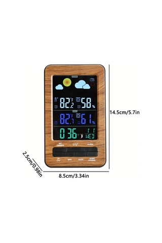 Motion003 Geniş Lcd Dijital Hava İstasyonu Dış Sensörlü Atomik Saat Sıcaklık Nem Monitörü Kahverengi