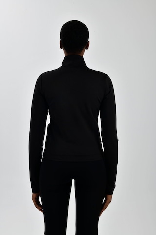 Kadın Sol Göğsü Logo Detaylı Fermuarlı Sweatshirt Siyah