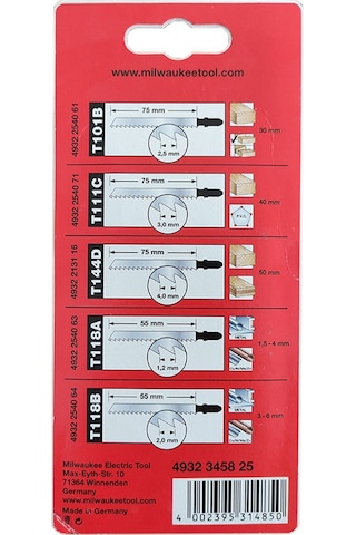 Milwaukee T-Shank Dekupaj Bıçağı Karışık Set 5'li - T4932345825