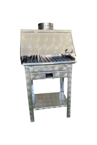 Paslanmaz Kömürlü Mangal 28 X 40 Cm Bacalı Barbekü