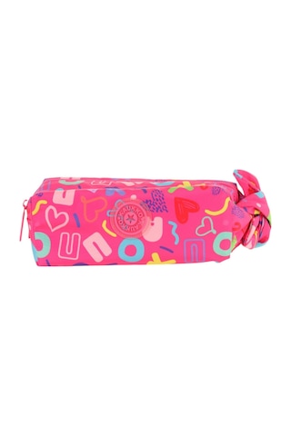 Kaukko Kız Çocuk İki Bölmeli Pembe Kaukko Kalp Baskılı Kalem Çantası/kalemlik - K2694 Pembe