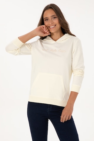 U.S. Polo Assn. Kadın Krem Kapüşonlu Sweatshırt 50313559-VR256