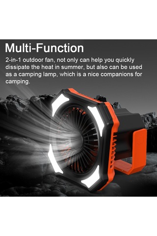 Symbee Kamp Işık Fanı 2'li 4000mah: 3 Hızlı Fan + 3 Aydınlatma Seviyesi, Usb Powerbank, Kumandalı, Taşınabilir Turuncu