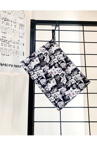 Herşey Nota Marilyn Monroe Figürlü Clutch Portföy Çanta Çok Renkli
