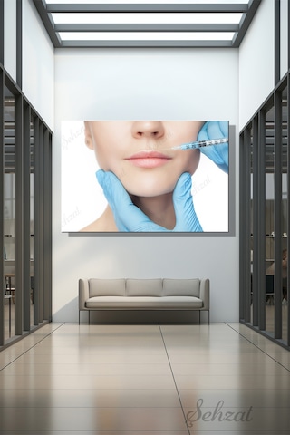 Yatay Tekli Kanvas Duvar Tablosu Modern Klinik Medikal Estetik Enjeksiyon İğne Dolgu Dolgu İş Çok Renkli