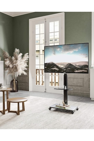 Fitueyes Tekerlekli Tv Standı, 32-70 Inç Ekranlar Için Ayarlanabilir Ve Raflı Sehpası Tv Sehpası Çok Renkli