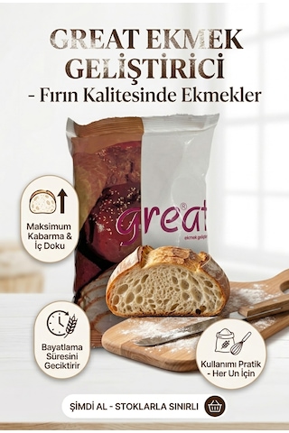 Ekmek Geliştirici 2'li Avantaj Paket Ekmek, Hamburger, Bazlama, Simit Ve Poğaça İçin 1000 Gr