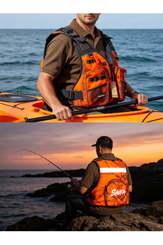 Ayarlanabilir Can Yeleği Balıkçılık, Sörf, Kano, Sup Ve Su Sporları İçin Güvenlik Yeleği Turuncu
