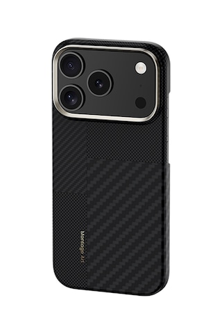 Apple Uyumlu iPhone 17 Pro Kılıf M-safe Özellikli Karbon Fiber Benks Montage Armorair Kevlar Kapak Siyah