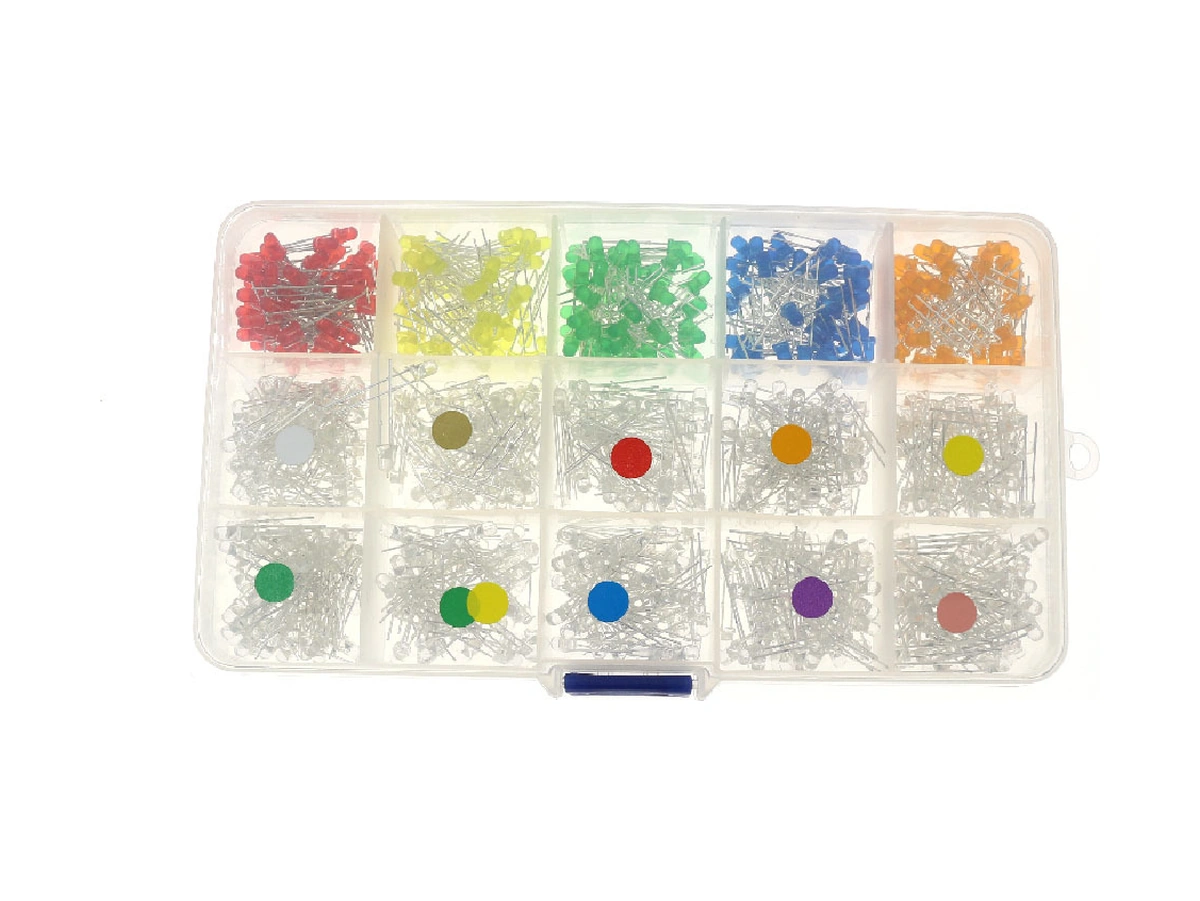 Kangvka 3mm 15 Renkli Led Diod Seti, Ev Aletleri Ve Elektronik Ürünlerde Işık Kaynağı, 300 Adet