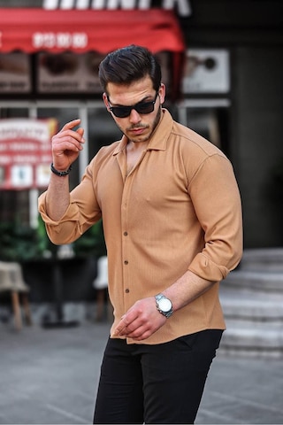 Tex Republic Erkek Fitilli Ottoman Gömlek Hardal