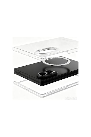 Maks Technology Samsung Uyumlu Galaxy Z Fold 8 Kamera Korumalı M-safe Şarj Özellikli Şeffaf Mkst London Sert Pc Kapak - Şeffaf