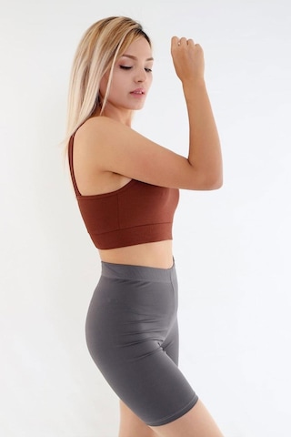 Kompedan Fitilli Crop Sporcu Sütyeni-kahverengi Kahverengi