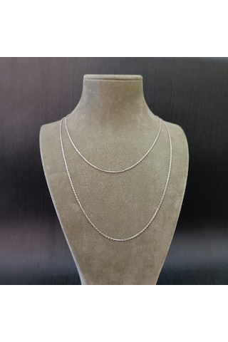 925 Ayar Gümüş Kolye Zinciri Model1 - Gümüş Renk -44cm Gümüş