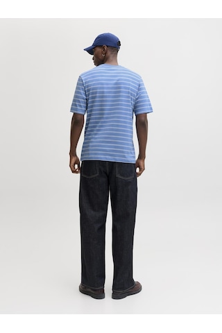 Jack & Jones Erkek Çizgili Nakis Islemeli Tisört - Norrebro - 12291021 Marina