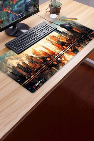 Sonictouch Ultragrand Gün Batımı Metropolis Temalı Gamer Oyuncu Xxl Klavye Mouse Pad 40x90cm Mousepad