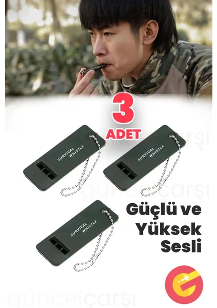 3 Adet Kamp Outdoor Yaşam Yüksek Sesli Spor Kamp Doğa Acil Durum Deprem Düdüğü Plastik Düdük